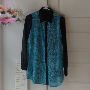 BCBGMaxAzria Mixed Print Blouse